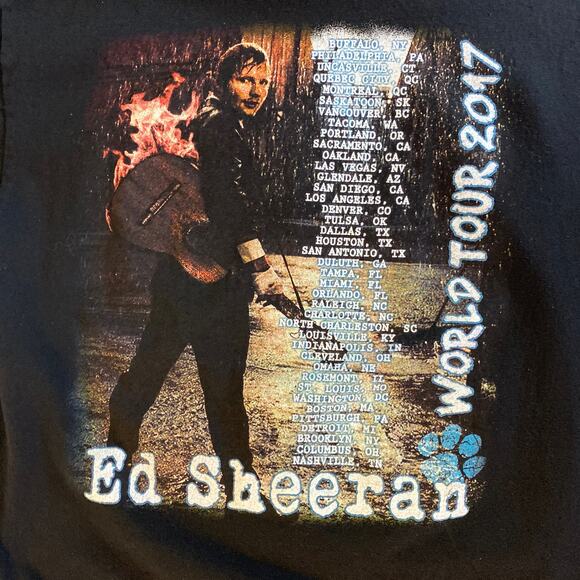 Ed Sheeran 2017 World Tour Medium Graphic Tee Black Short Sleeve - Picture 7 of 7